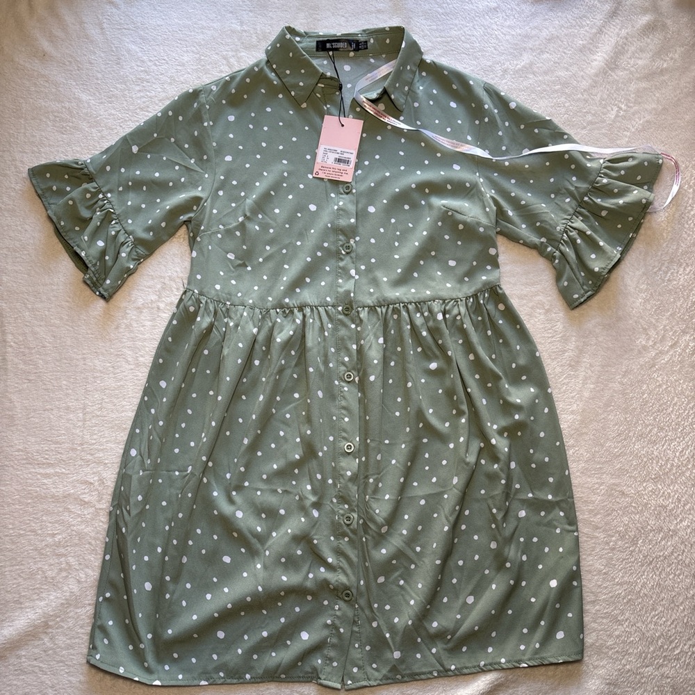 Green Polka Dot Smock Dress
